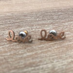 Love earrings- rose gold tone
